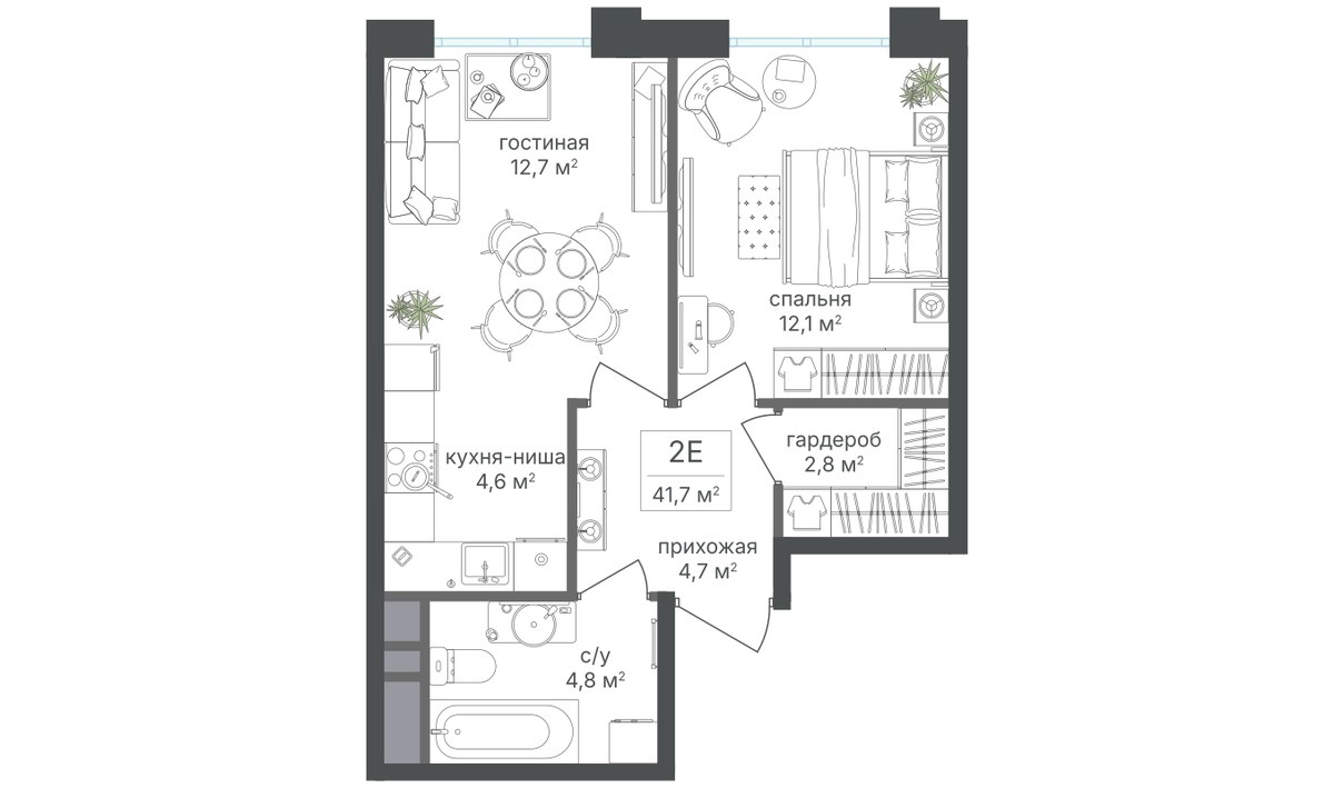 Планировка 64.1 м²