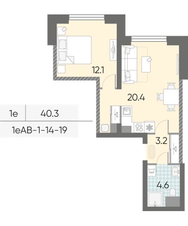 Планировка 40.3 м²