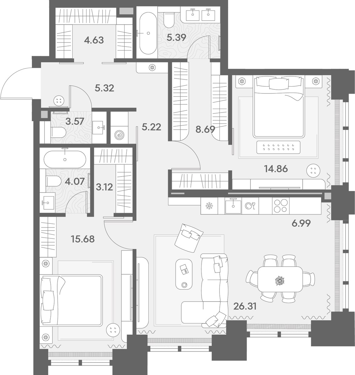 Планировка 103.85 м²
