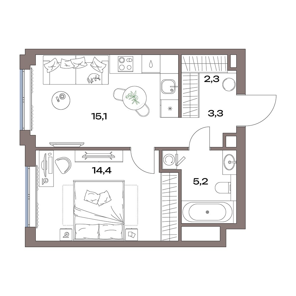 Планировка 40.3 м²
