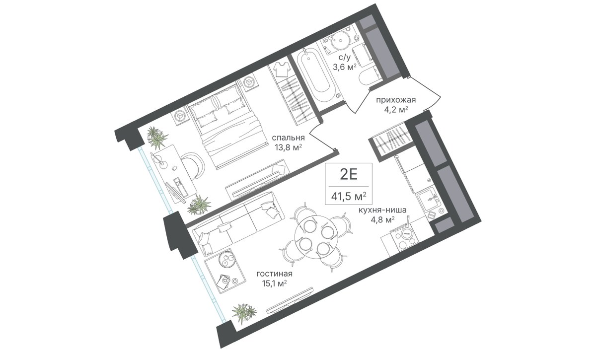 Планировка 41.5 м²