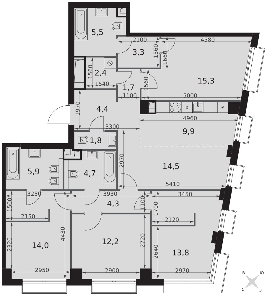 Планировка 113.7 м²
