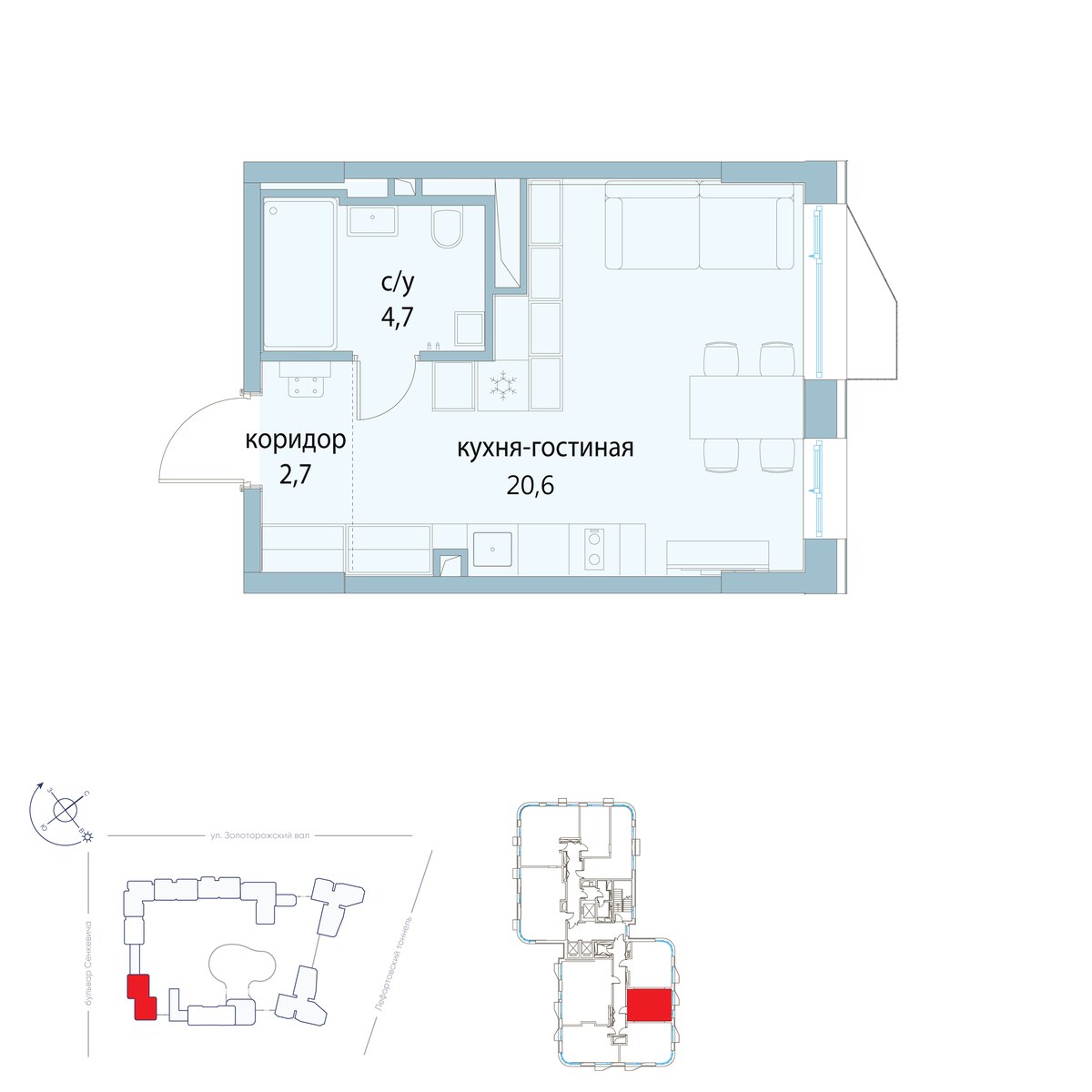 Планировка 28.0 м²
