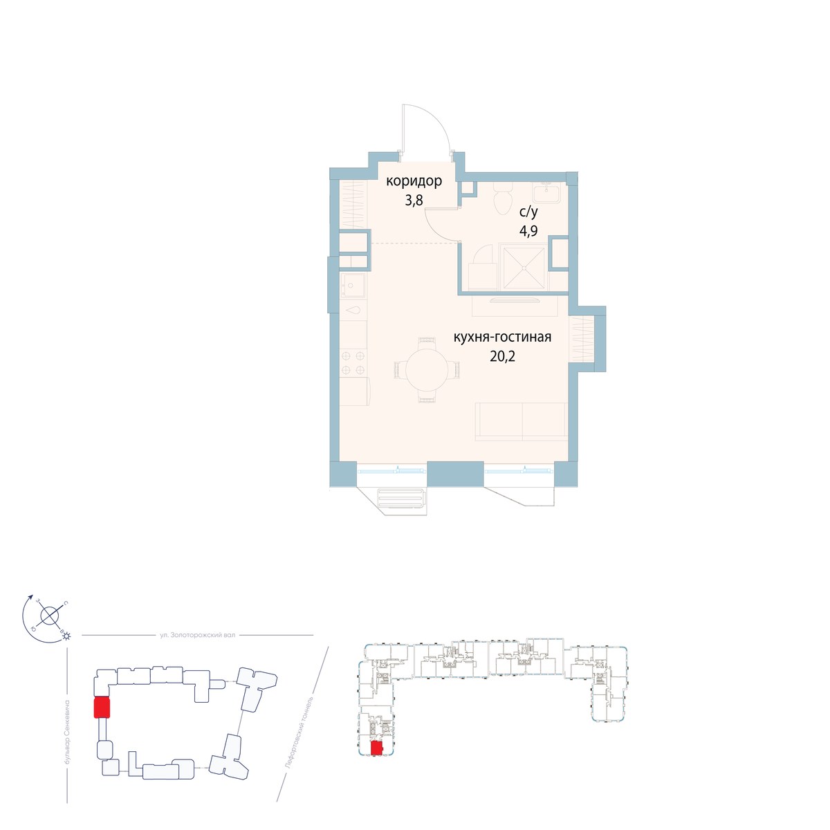 Планировка 28.9 м²