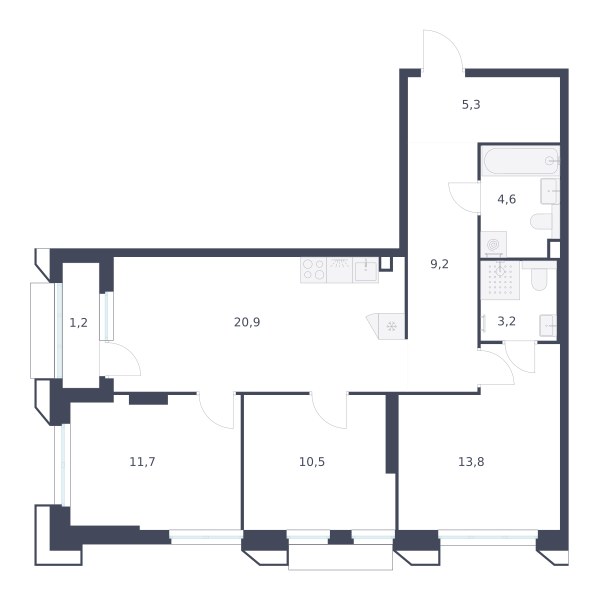 Планировка 80.4 м²