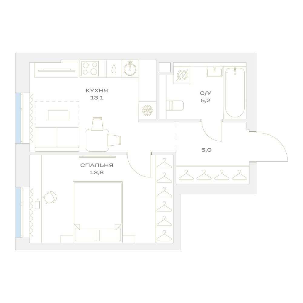 Планировка 37.0 м²