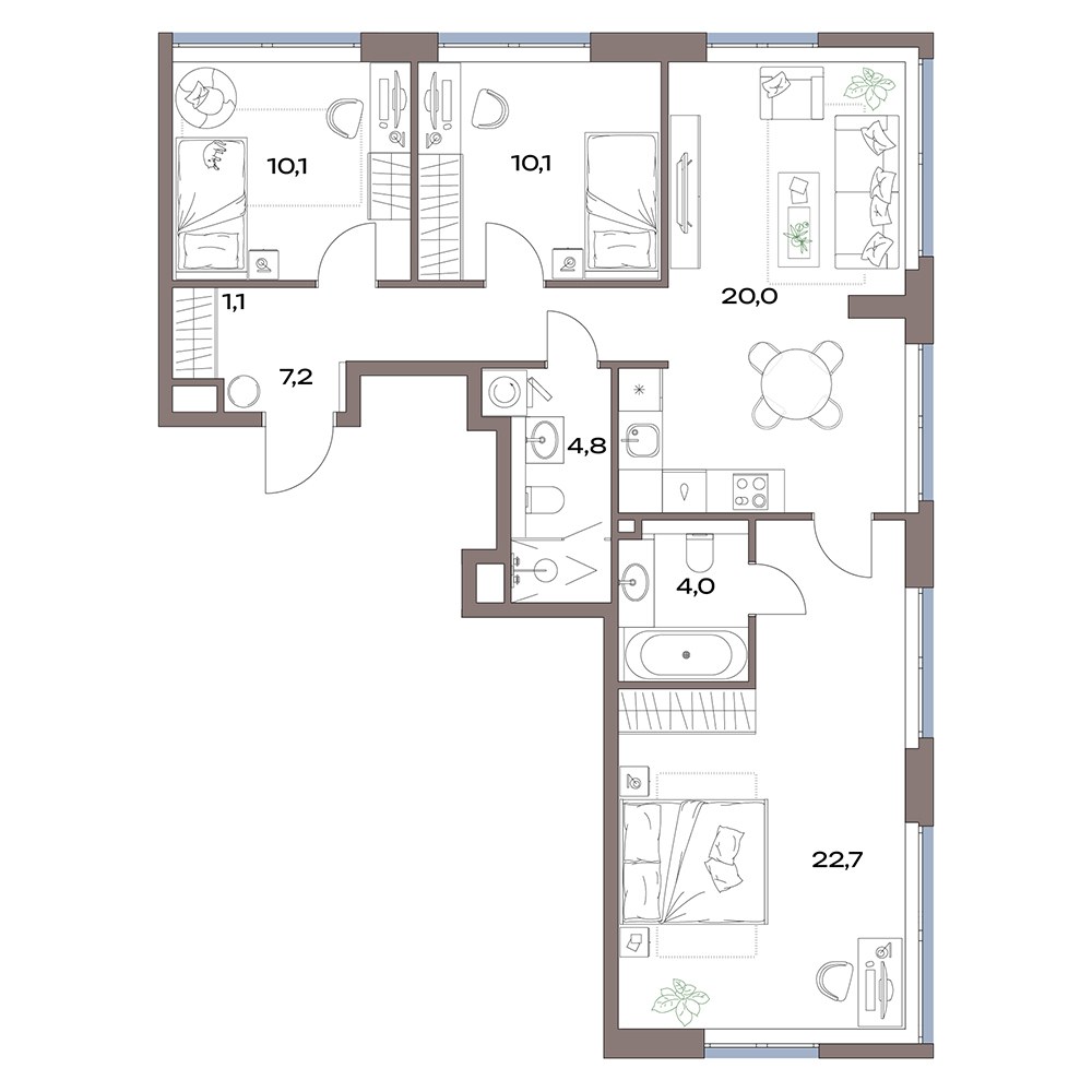 Планировка 80.0 м²