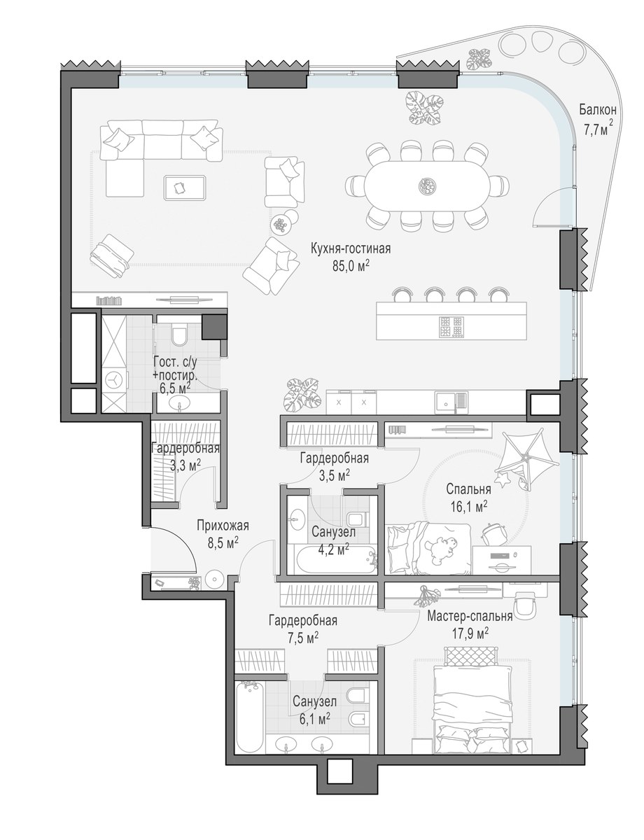 Планировка 159.0 м²