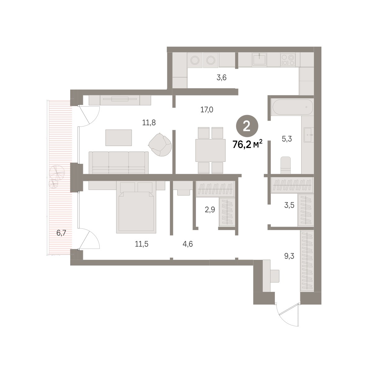Планировка 76.2 м²