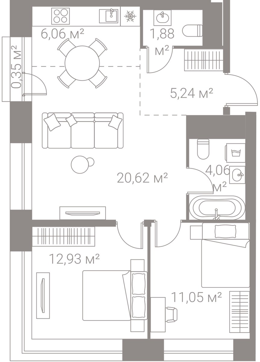 Планировка 62.19 м²