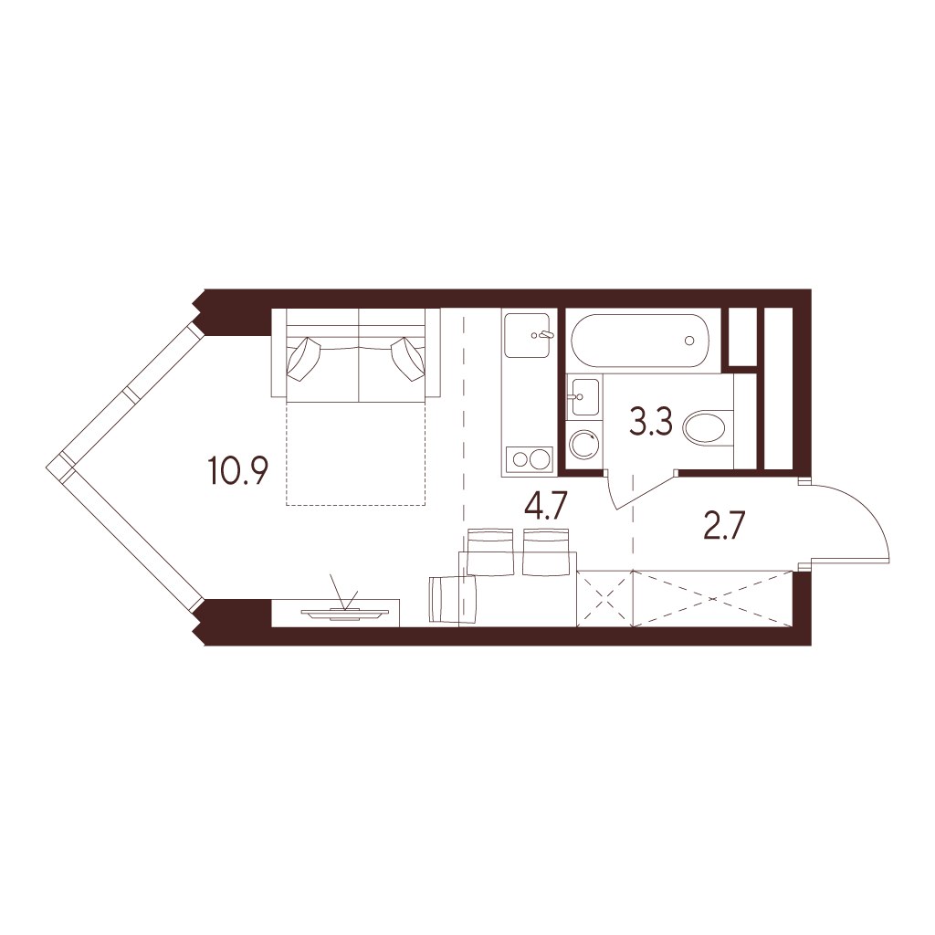 Планировка 21.6 м²