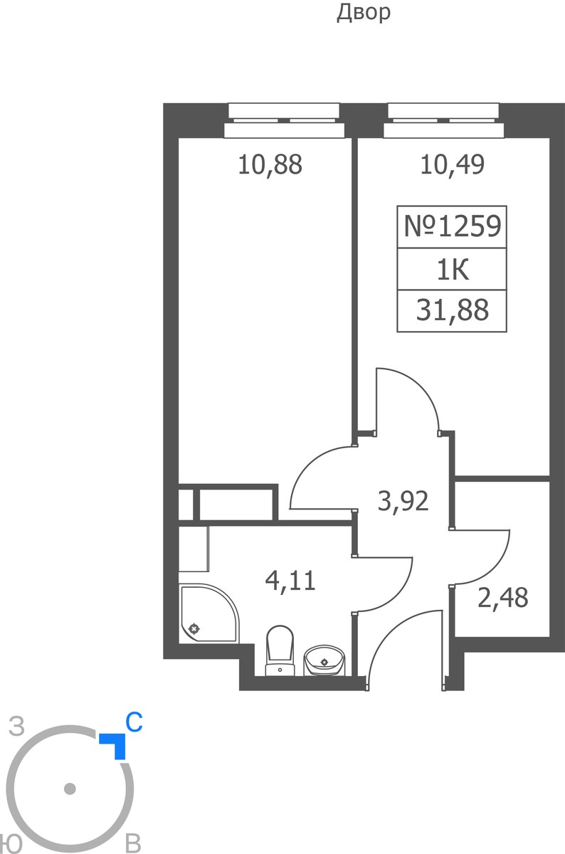 Планировка 31.88 м²