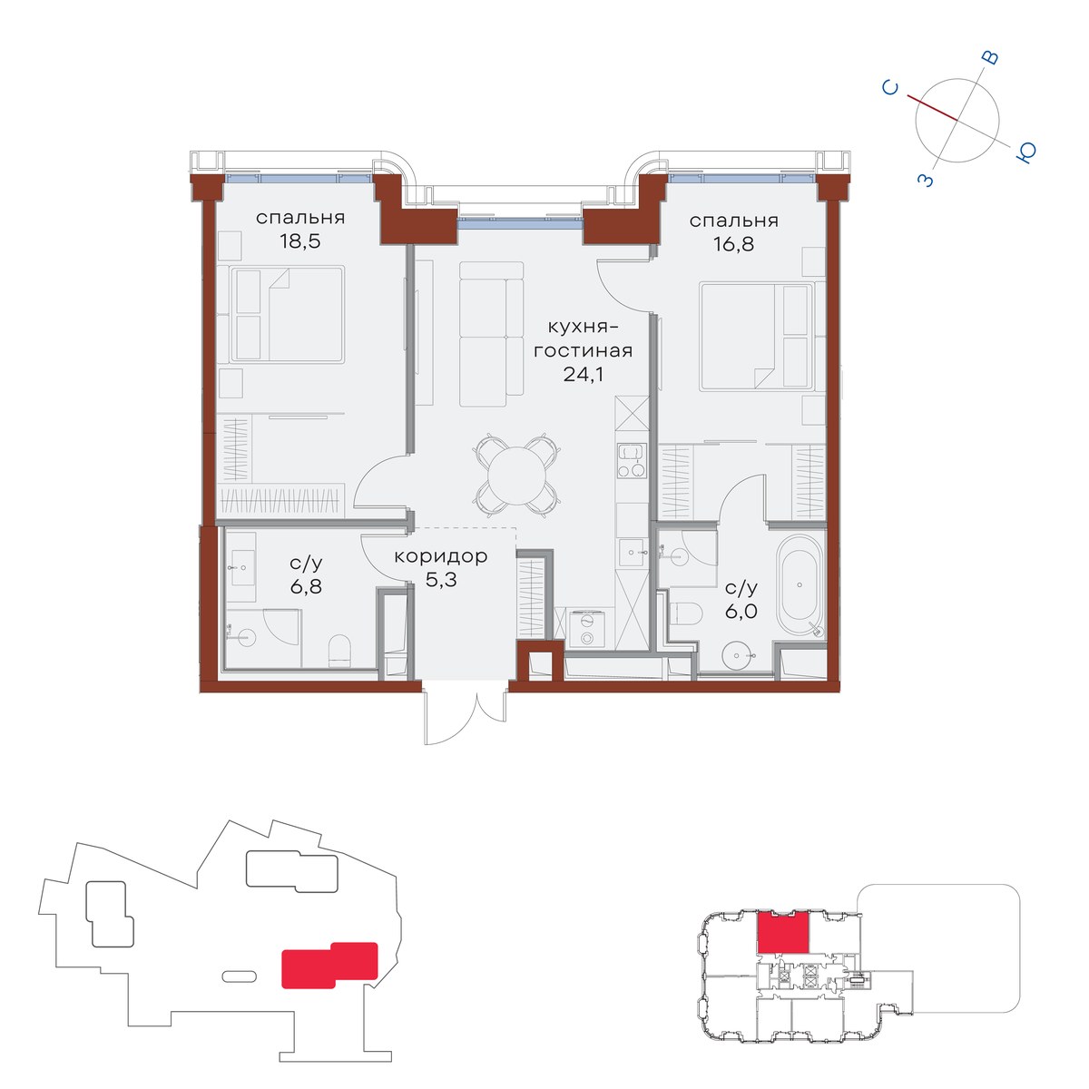 Планировка 77.5 м²