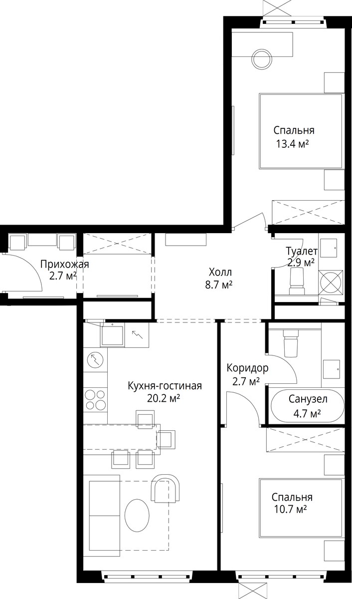Планировка 66.0 м²