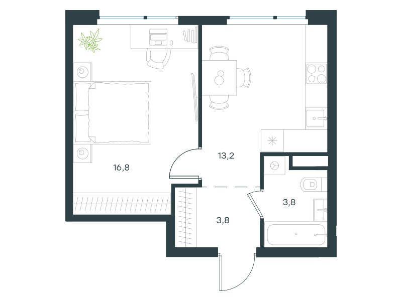 Планировка 37.6 м²