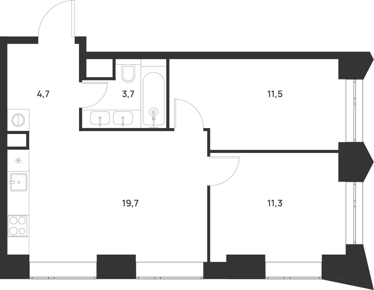 Планировка 50.9 м²