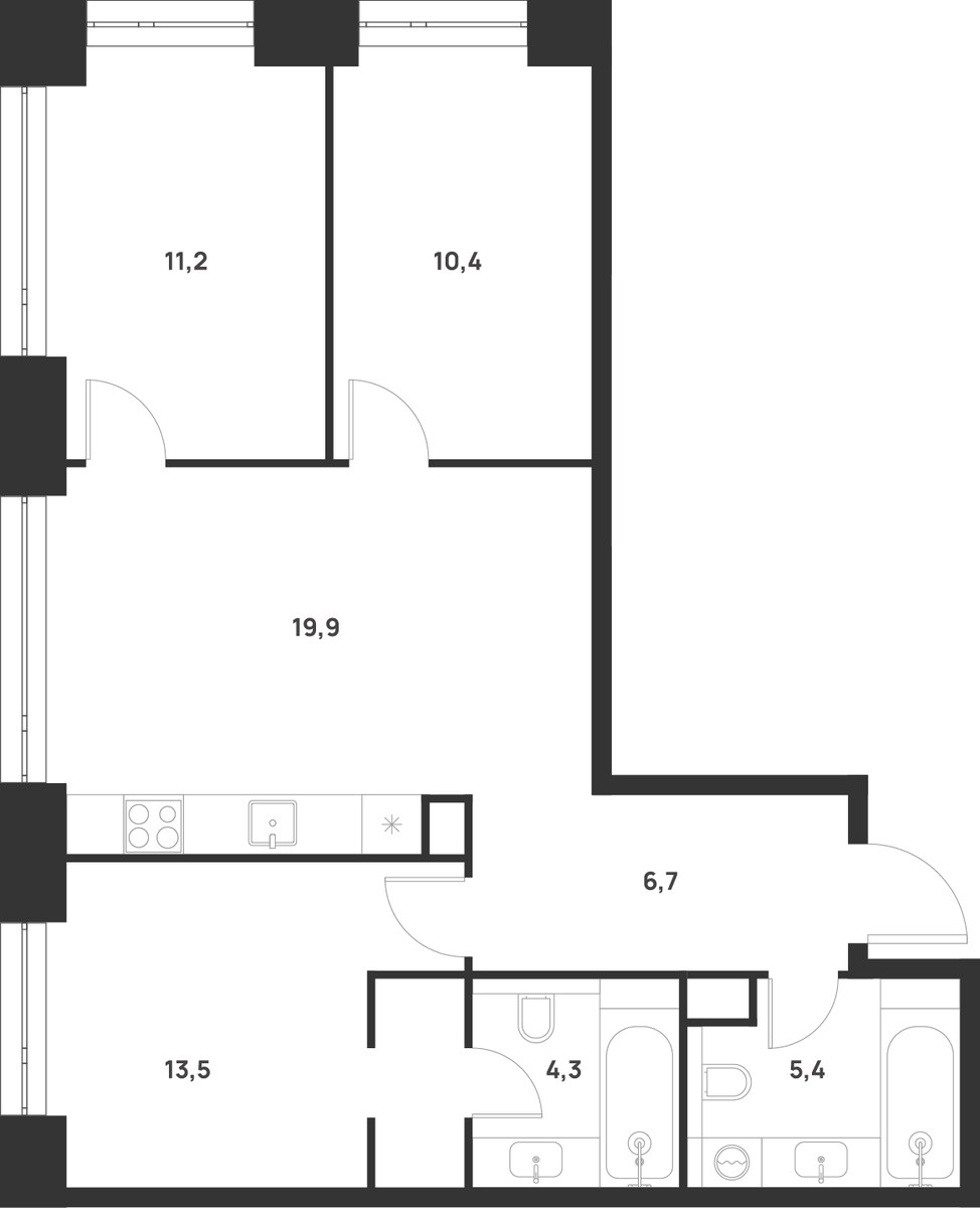 Планировка 71.4 м²