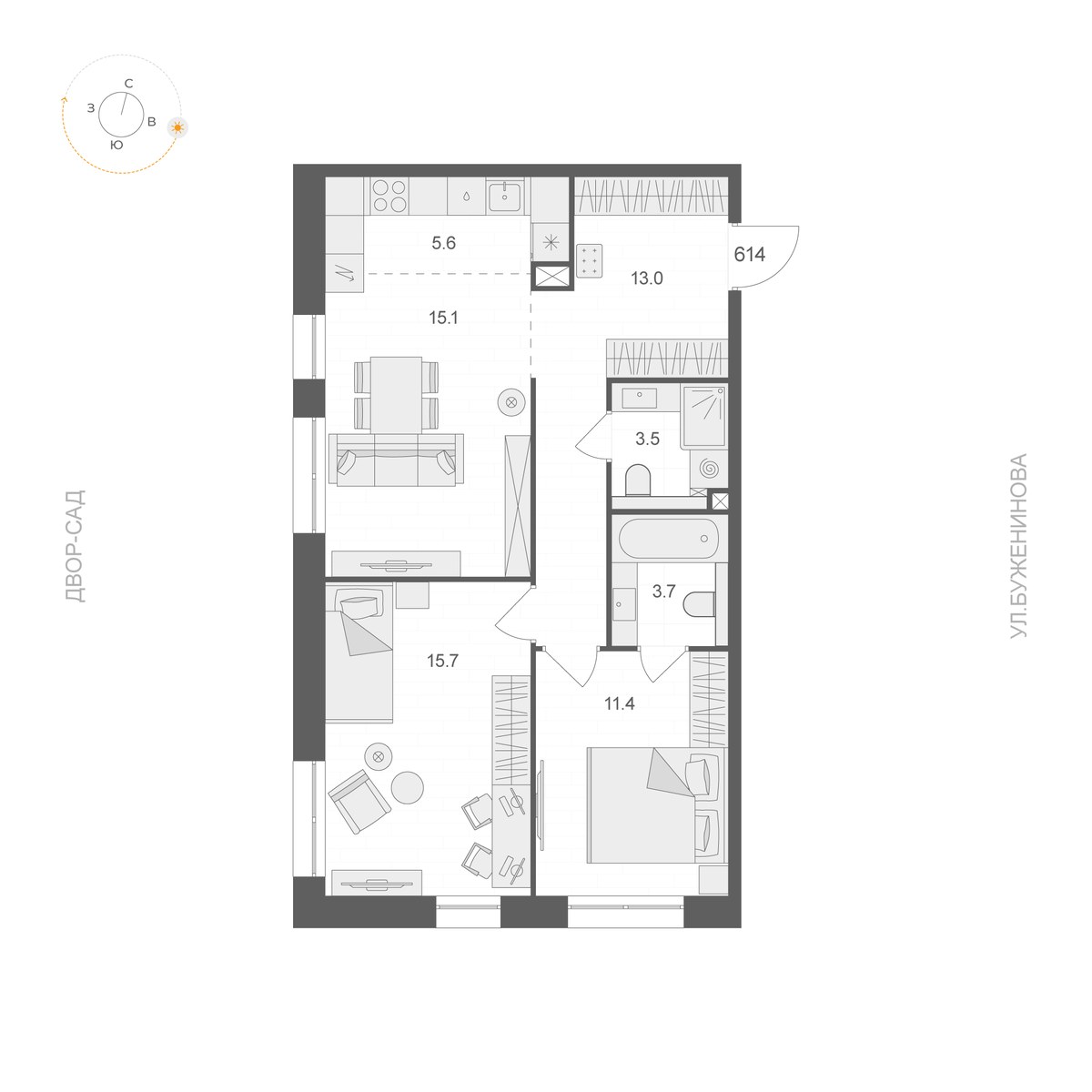 Планировка 68.0 м²