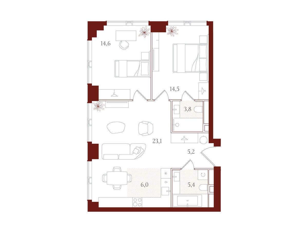 Планировка 72.6 м²