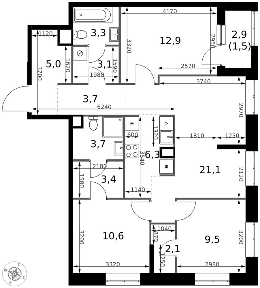 Планировка 86.2 м²