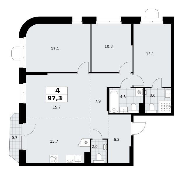 Планировка 97.3 м²