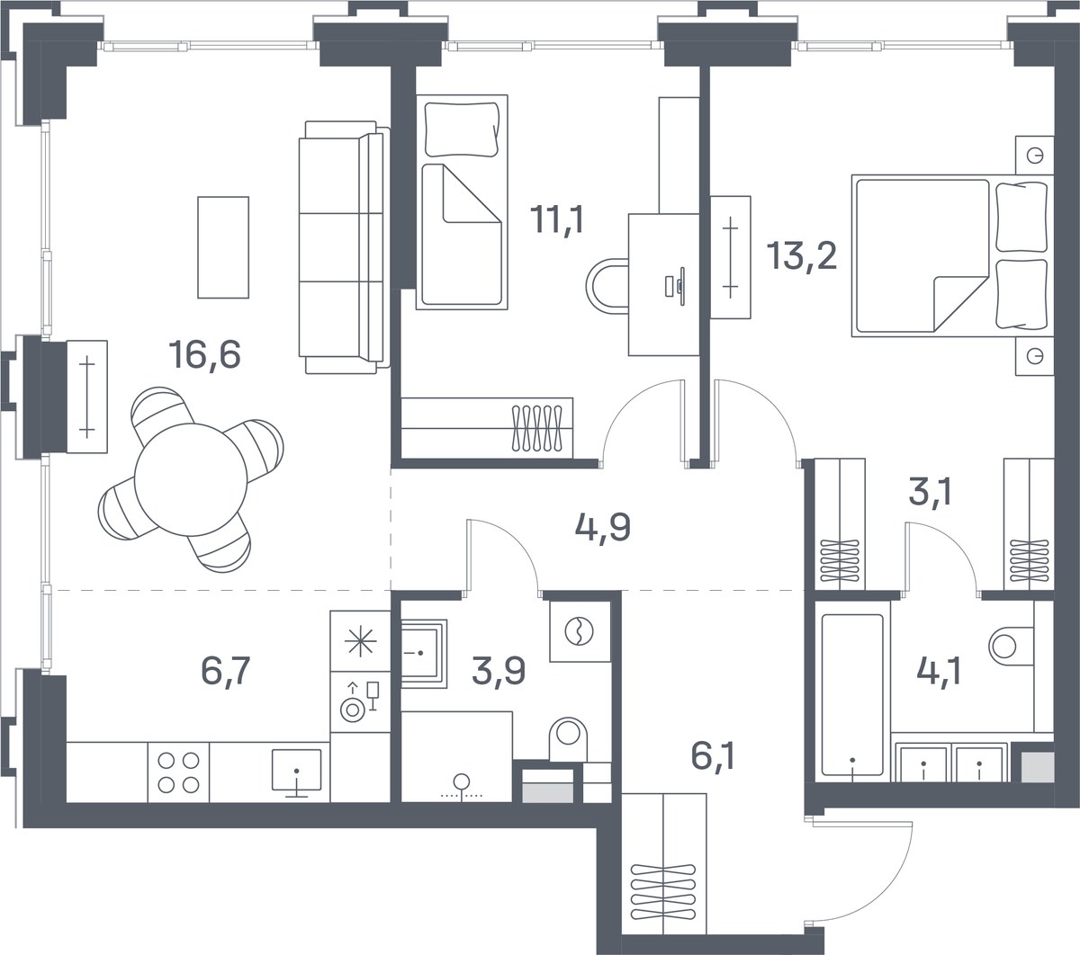 Планировка 69.7 м²