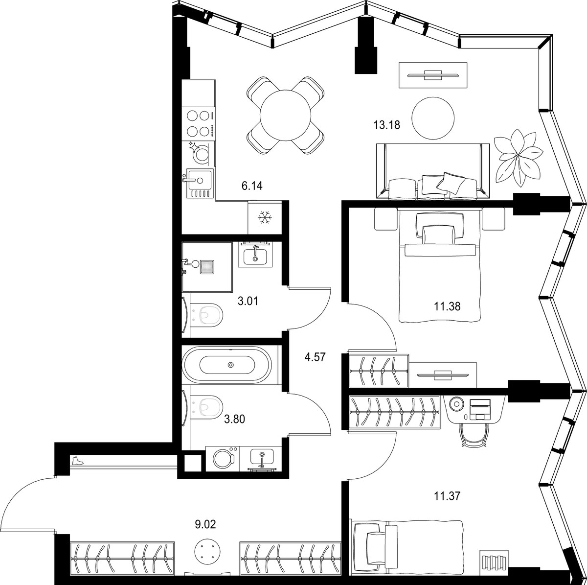Планировка 62.47 м²