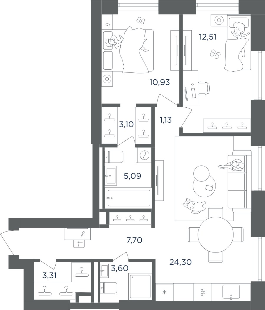 Планировка 71.67 м²