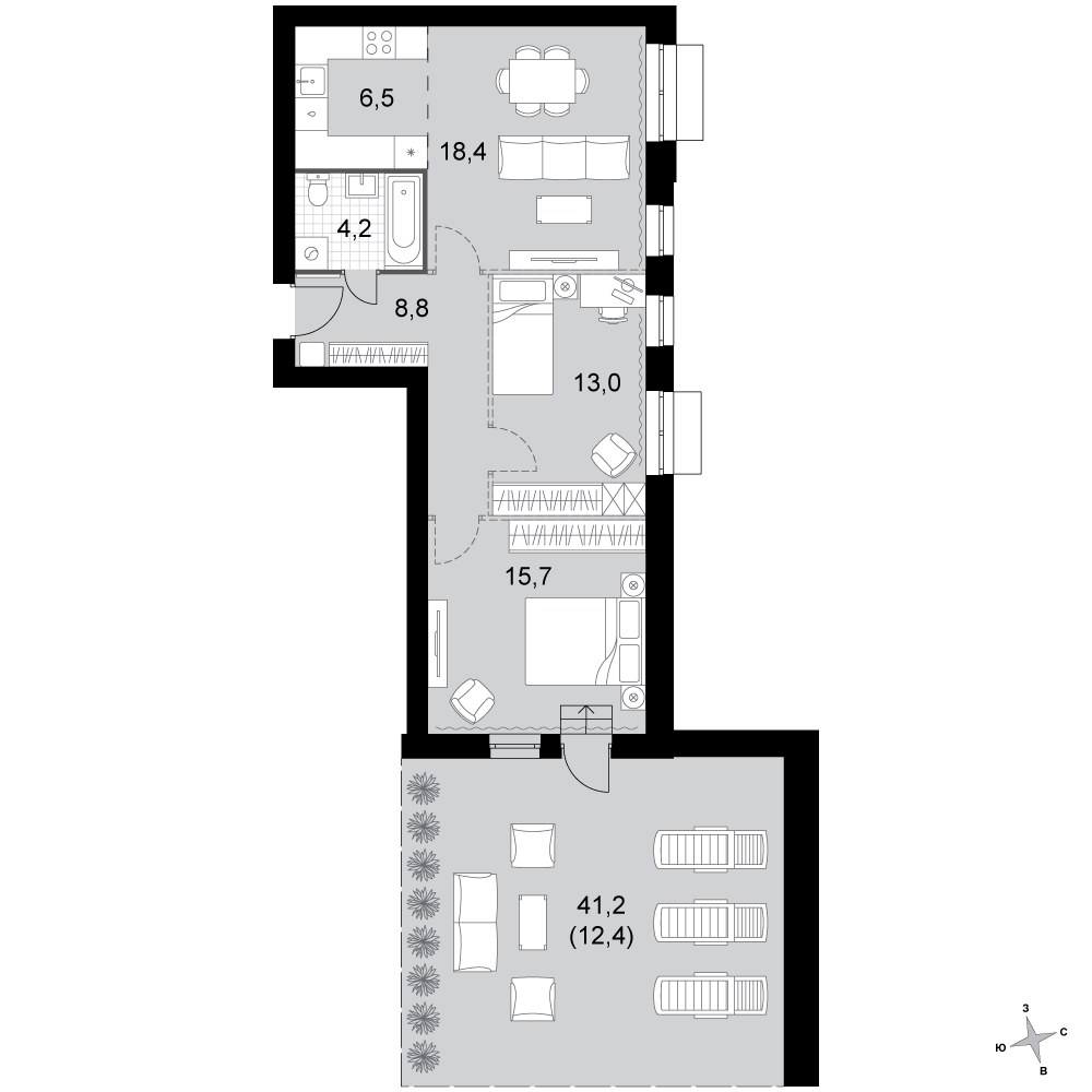 Планировка 79.0 м²
