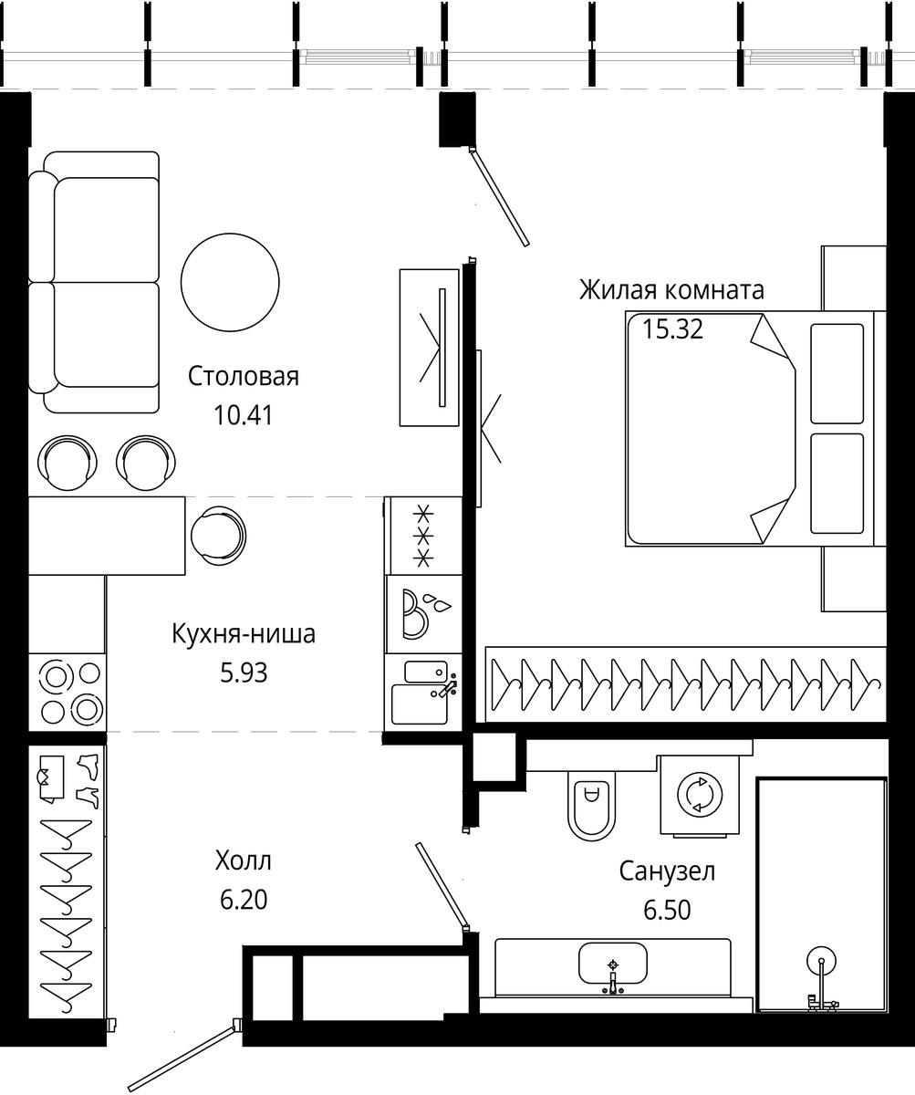 Планировка 44.2 м²