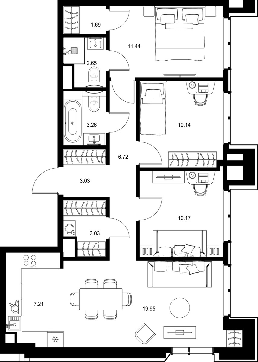 Планировка 79.29 м²
