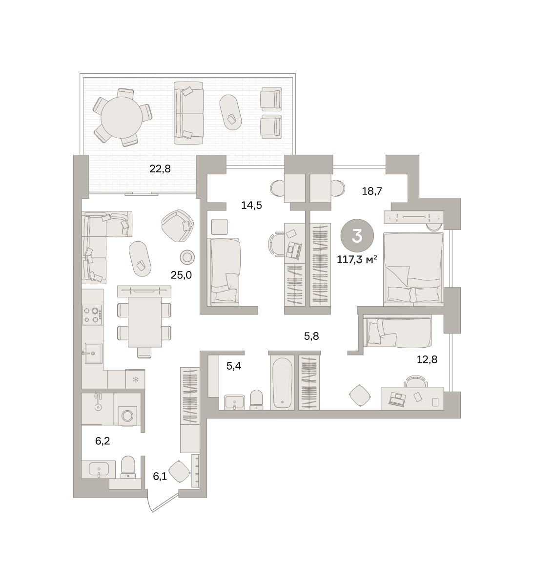 Планировка 117.34 м²