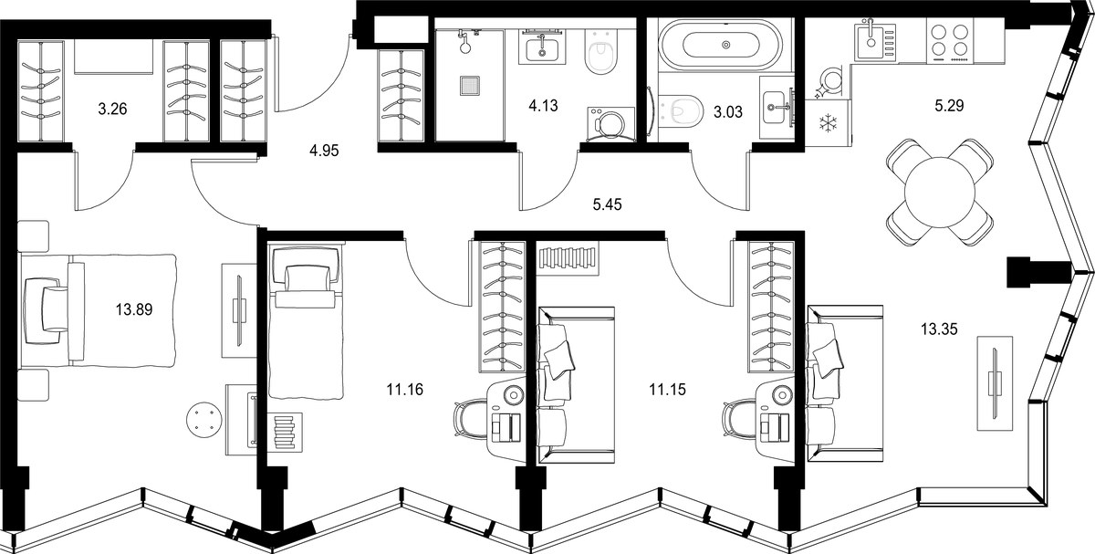 Планировка 75.66 м²
