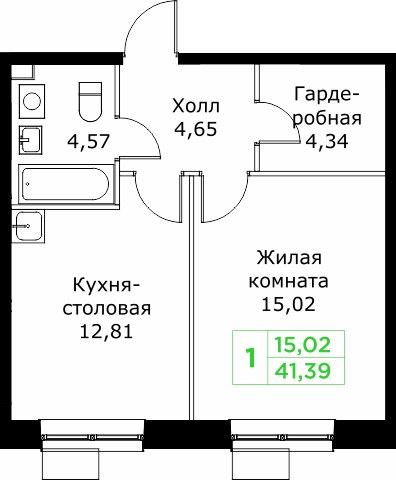 Планировка 41.4 м²