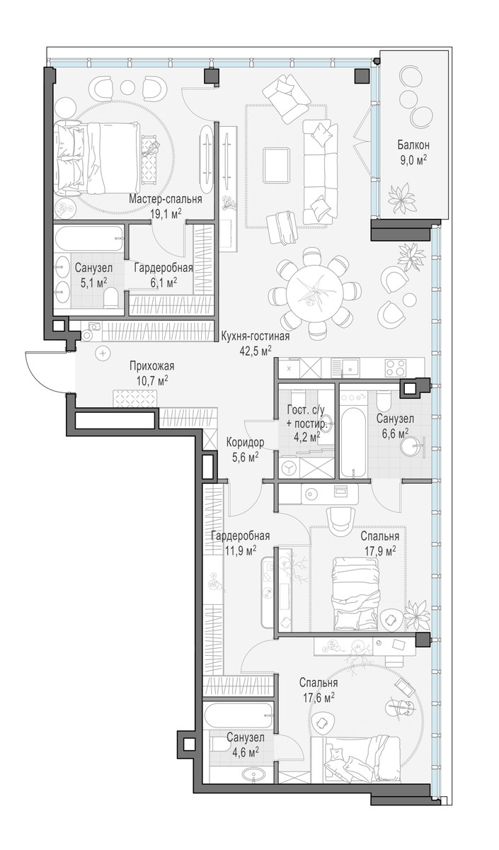 Планировка 154.9 м²