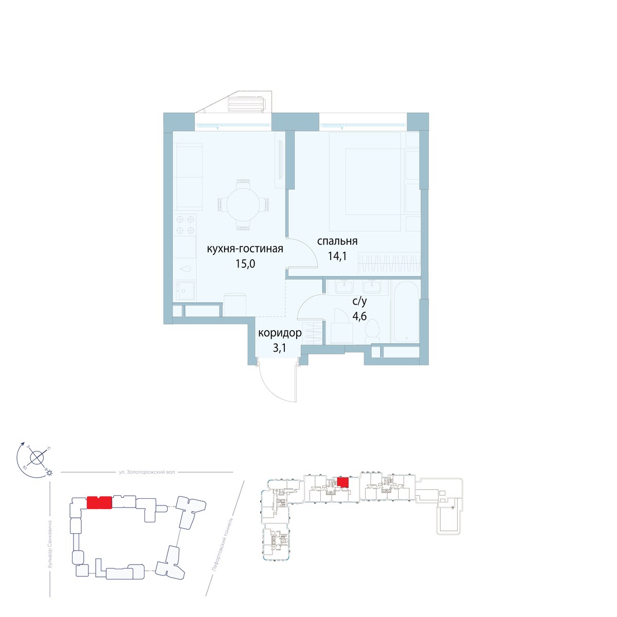 Планировка 36.8 м²