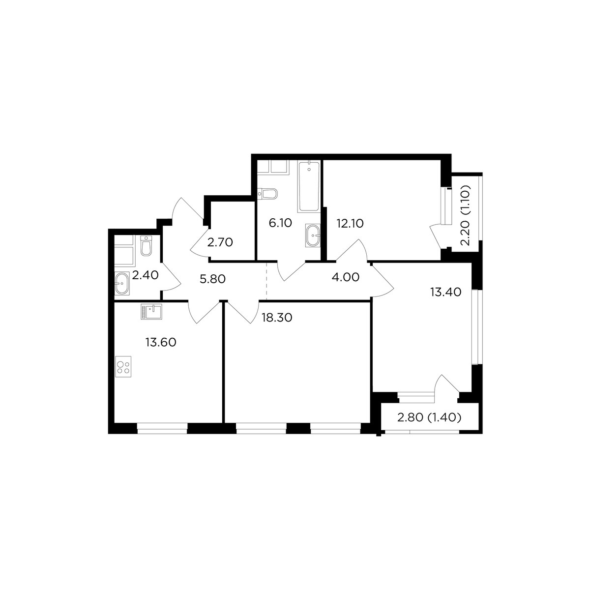 Планировка 80.7 м²
