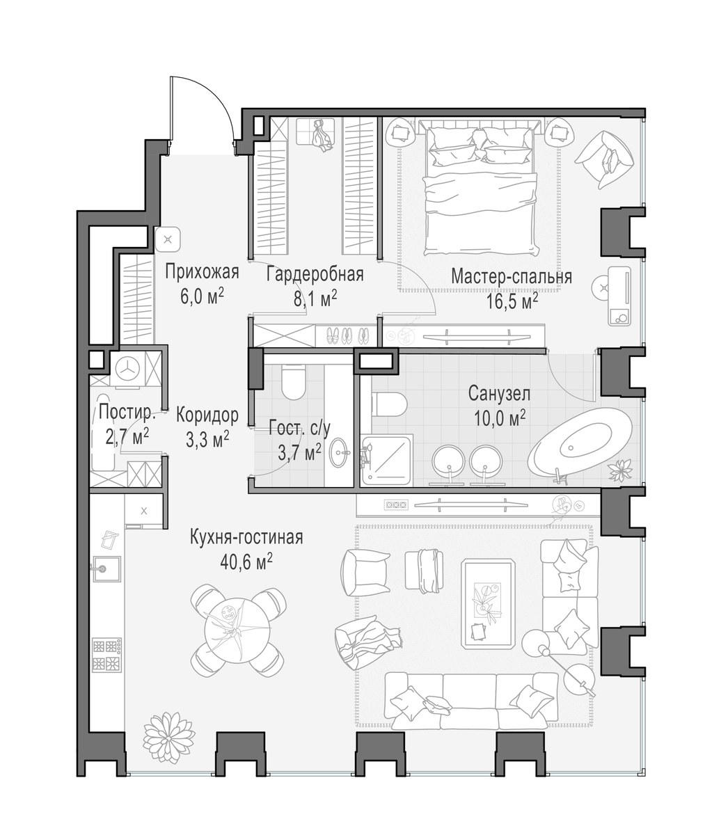 Планировка 90.9 м²