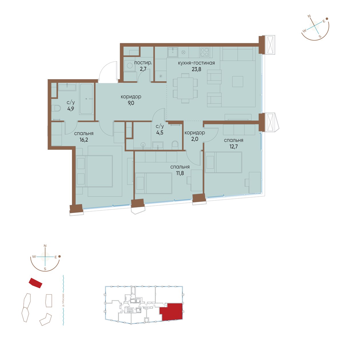 Планировка 87.6 м²