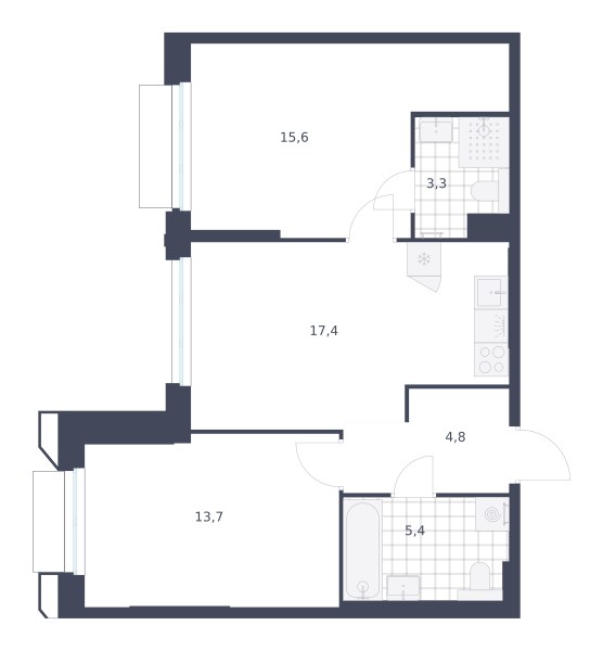Планировка 60.2 м²