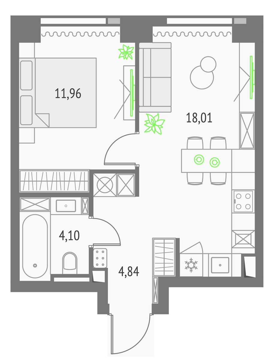 Планировка 38.91 м²