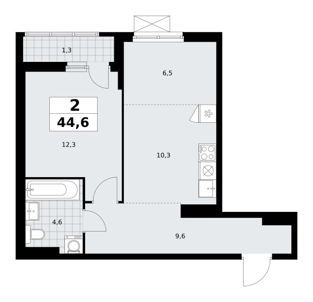 Планировка 44.7 м²