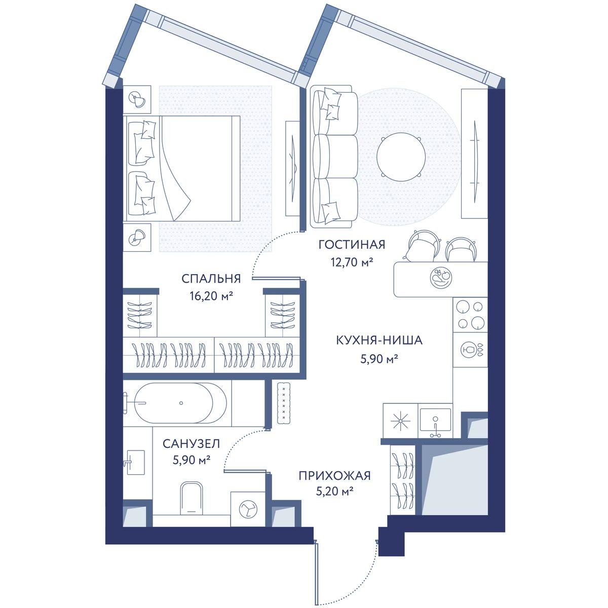 Планировка 45.9 м²