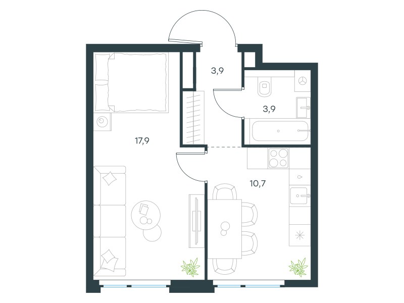 Планировка 36.5 м²