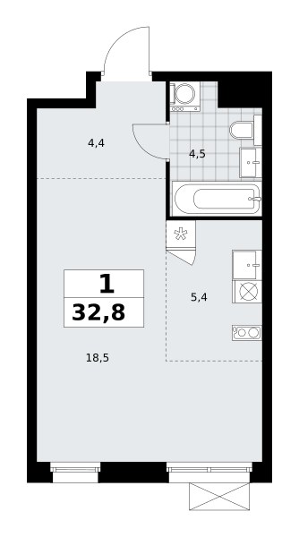 Планировка 32.8 м²