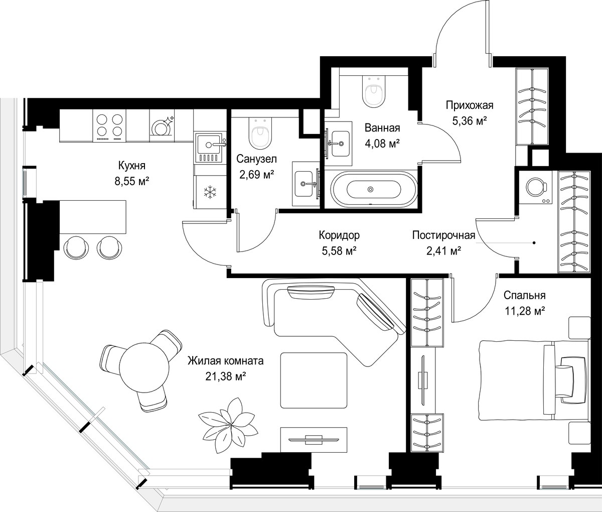 Планировка 61.33 м²