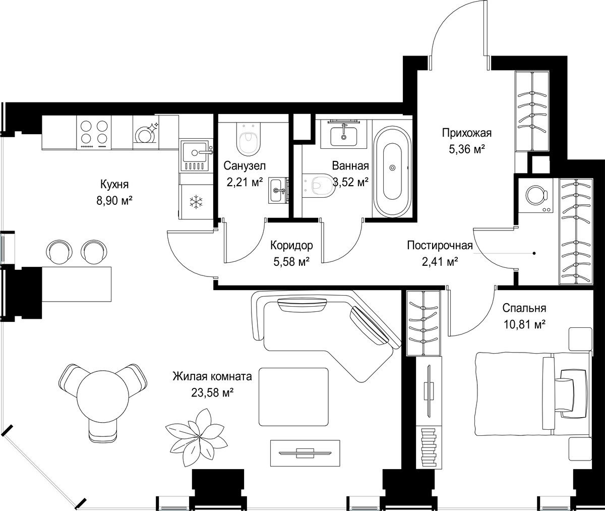 Планировка 62.37 м²
