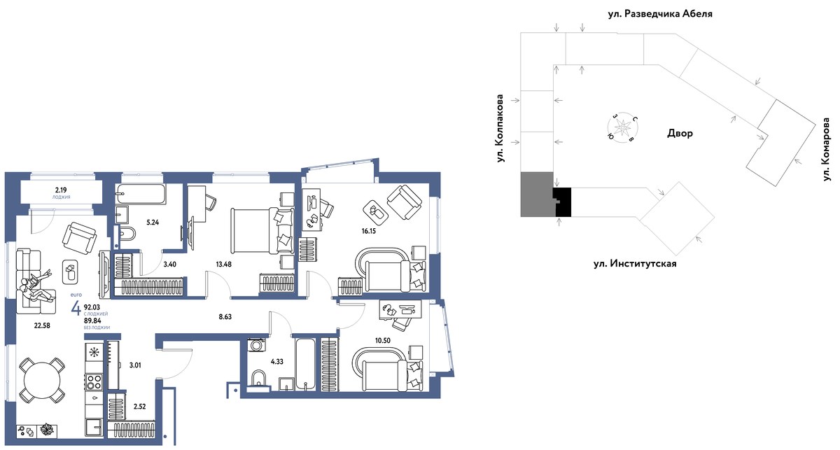 Планировка 92.03 м²