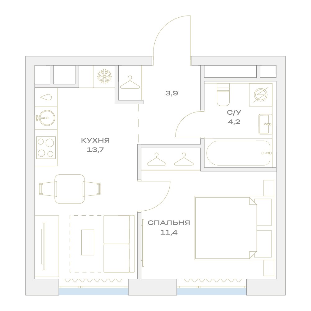 Планировка 33.2 м²