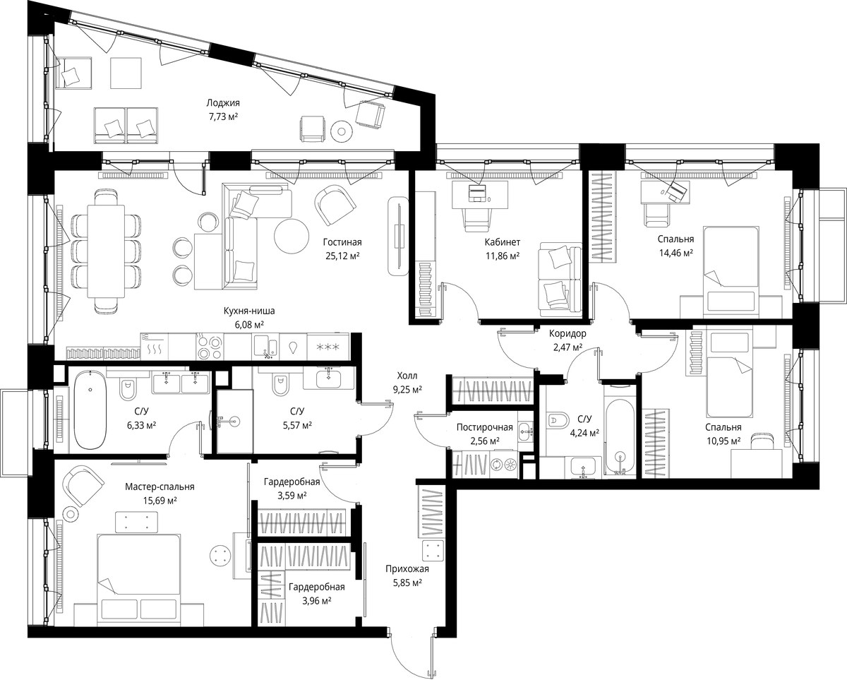 Планировка 135.71 м²